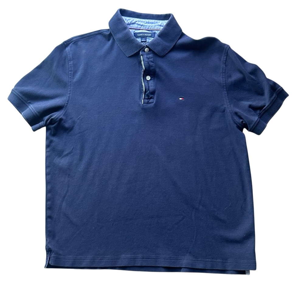 TOMMY HILFIGER - Men's Short Sleeve POLO - Size: Large Navy Blue